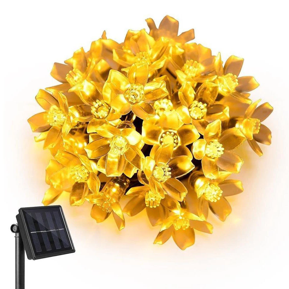 

Solar Garlands light 5m 7m 12m Peach Flower Solar Lamp Power LED String Fairy Lights 6V Garden Christmas Decor For Outdoor