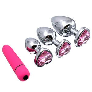 Анальная пробка вибратор с кристаллами в форме сердца из нержавеющей стали, фаллоимитатор, Вибраторы-пули, Анальная пробка, мастурбатор, секс-игрушки, массажер