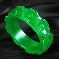 100 real emerald green hand carved flowers round jade bangle jadeite jewelry simple women accessories
