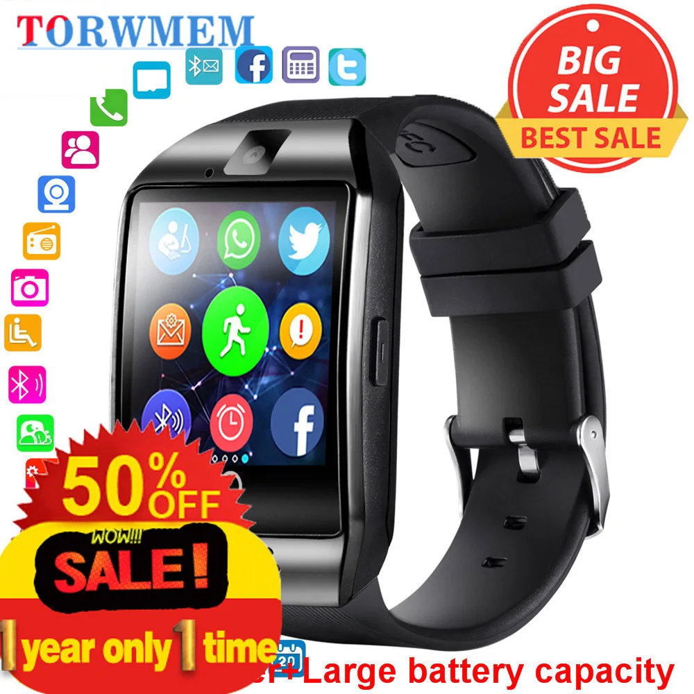 2020 Bluetooth Смарт-часы для мужчин Q18 поддержка сенсорного экрана большая батарея с TF