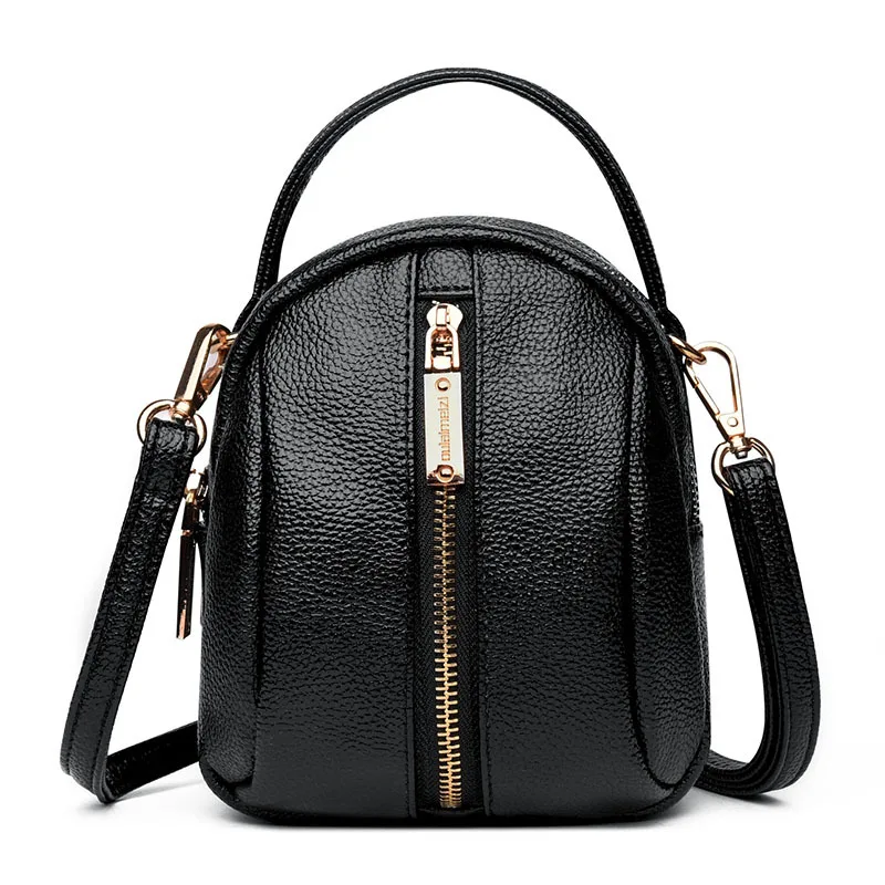 

Vintage Mini Shoulder Handbag Women Classic Casual Multiple Zippers Messenger Bag Elegant PU Leather Waterproof Crossbody Bags