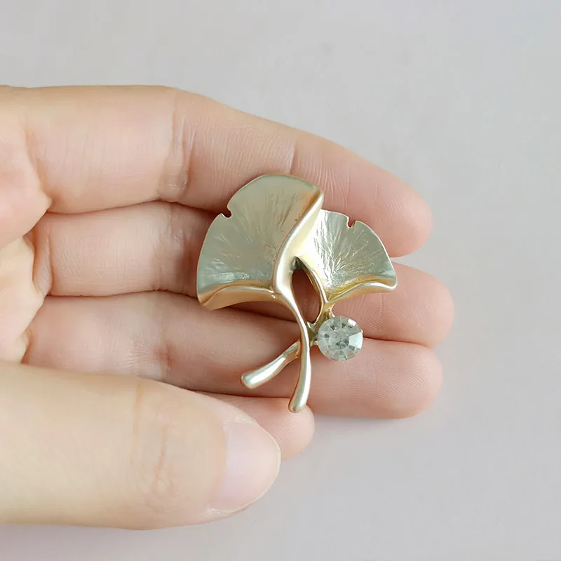 10 шт./лот горный хрусталь Ginkgo Leaf Sub gold сплав аксессуары DIY креативный чокер Лист