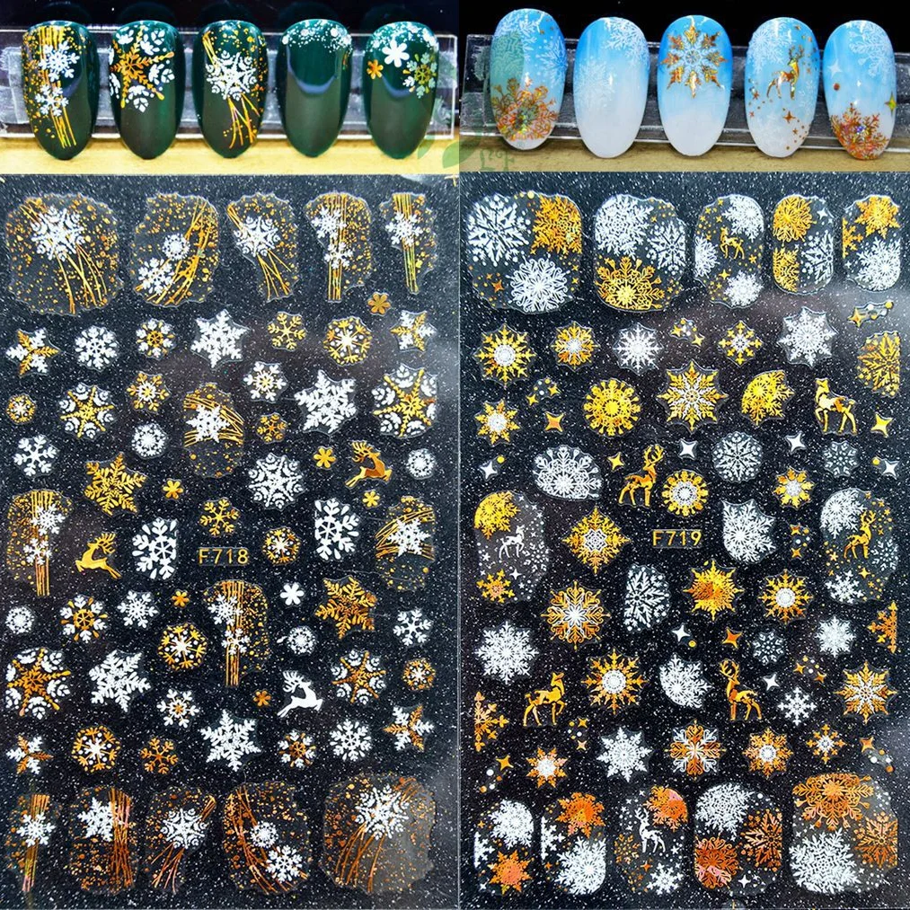 

Snowflake 3D Stickers for Nails Merry Christmas Nail Sticker Foil Decals New Year Nail Art Decorations Manicure Accessories