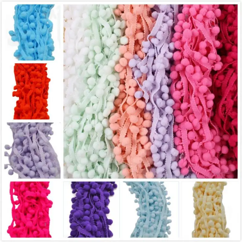 

5 Yards Pom Pom Trim Ball 10 mm MINI Pearl Pompom Fringe Ribbon Sewing Lace Kintted Fabric Handmade DIY Craft Accessories