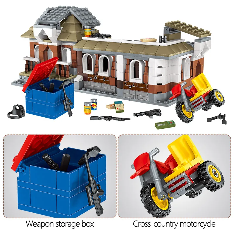 2 в 1 379 шт. игра на выживание PUBG строительные блоки военный городок полицейский