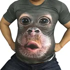 Футболка с 3d принтом обезьяны, мужская и женская футболка с коротким рукавом, летняя повседневная футболка большого размера с забавным дизайном, 6xl
