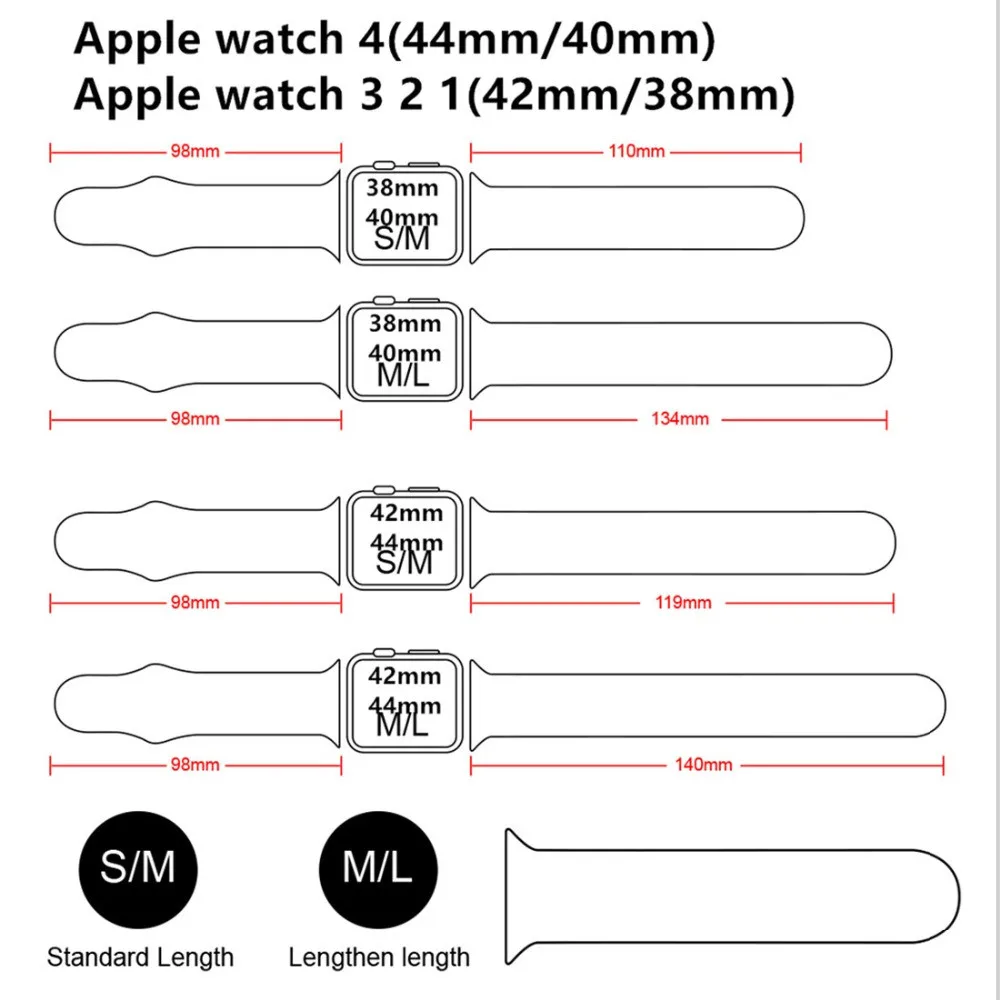

Soft Silicone Strap For Apple Watch Series 6/SE/5/4 42MM 44MM Sports Replacement Bracelet For iwatch 3/2/1 Wristband Accessories