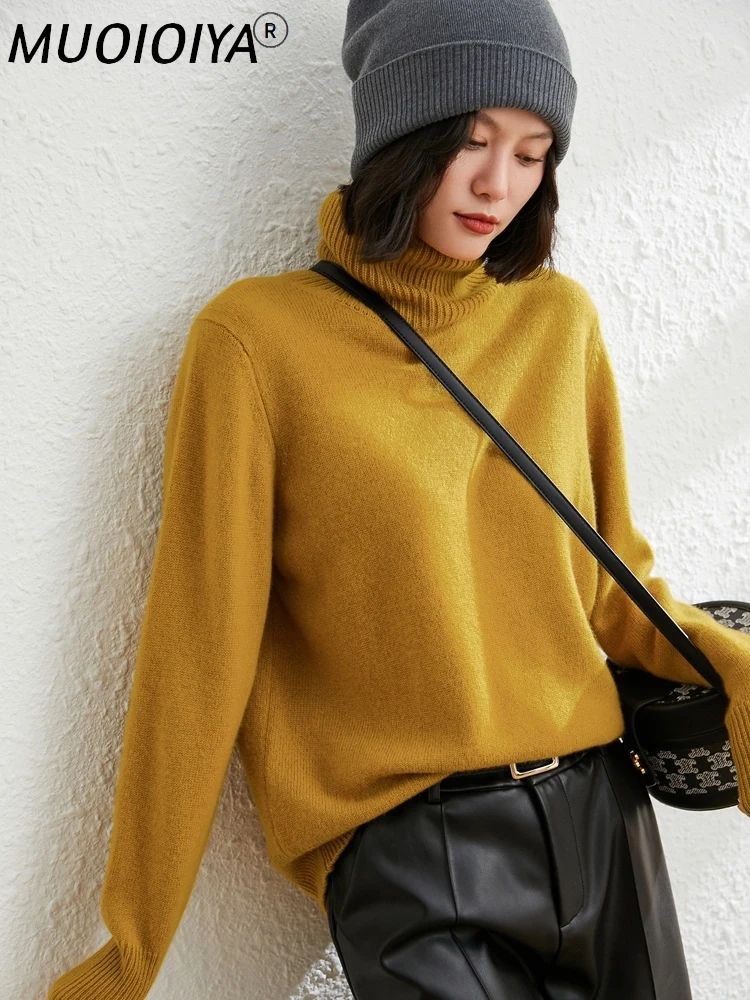 

Loose Thick New Fashion Girl Turtleneck Pullovers 2022 100% Goat Cashmere Women Sweaters Knitted Jumpers Woolen Knitwear Tops