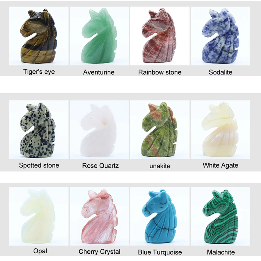 12 шт. резная статуя единорога из натуральных камней | Дом и сад