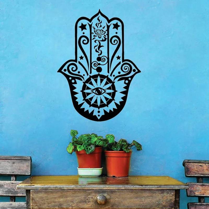 Хамса ручная Настенная Наклейка Фатима Йога Индийский Будда домашний Декор
