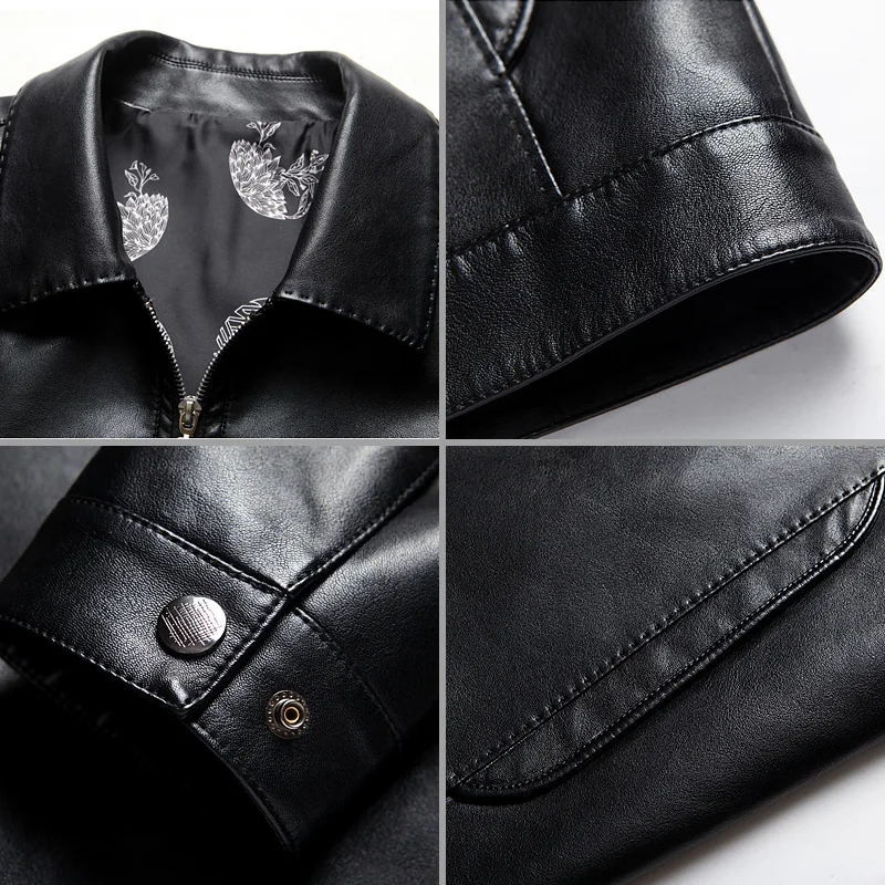 Faux Leather Jackets Men's Clothing 2021 New Clothes Thin Section Men Middle-aged Lapel Collar Slim Casual | Мужская одежда