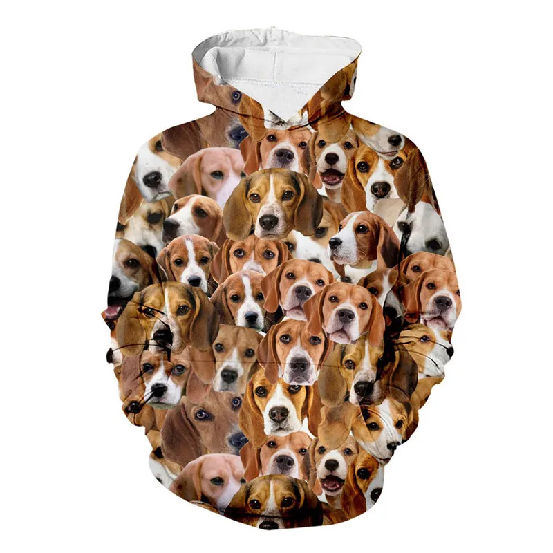 Beagles Face Bulldogs 3D принт с круглым вырезом пуловер худи Толстовка хипстер Повседневная Уличная мужская одежда унисекс