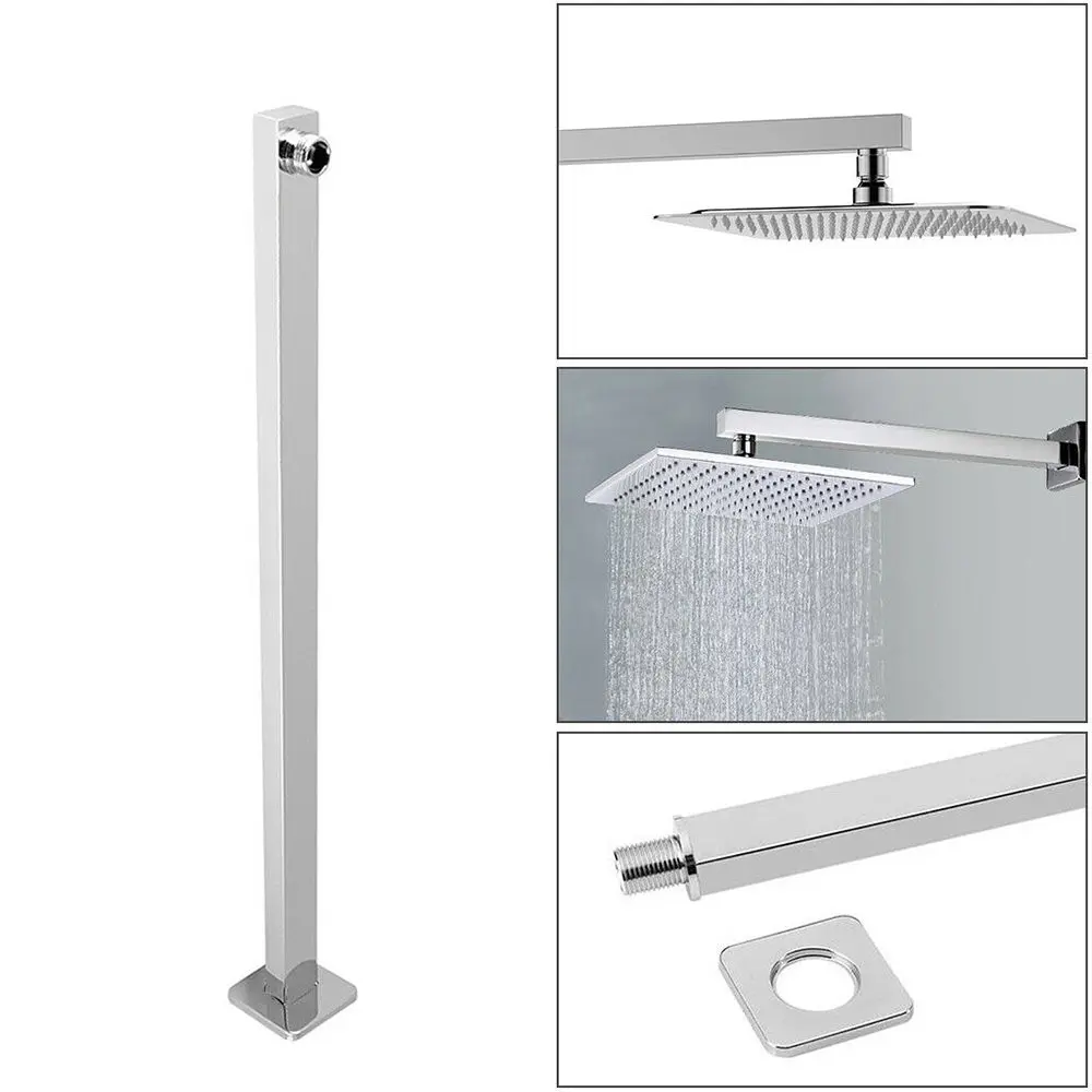 

Hot Square Ceiling Rain Shower Head Chrome Wall Mounted Extend Arm 16" 40CM Shower Extension Arm