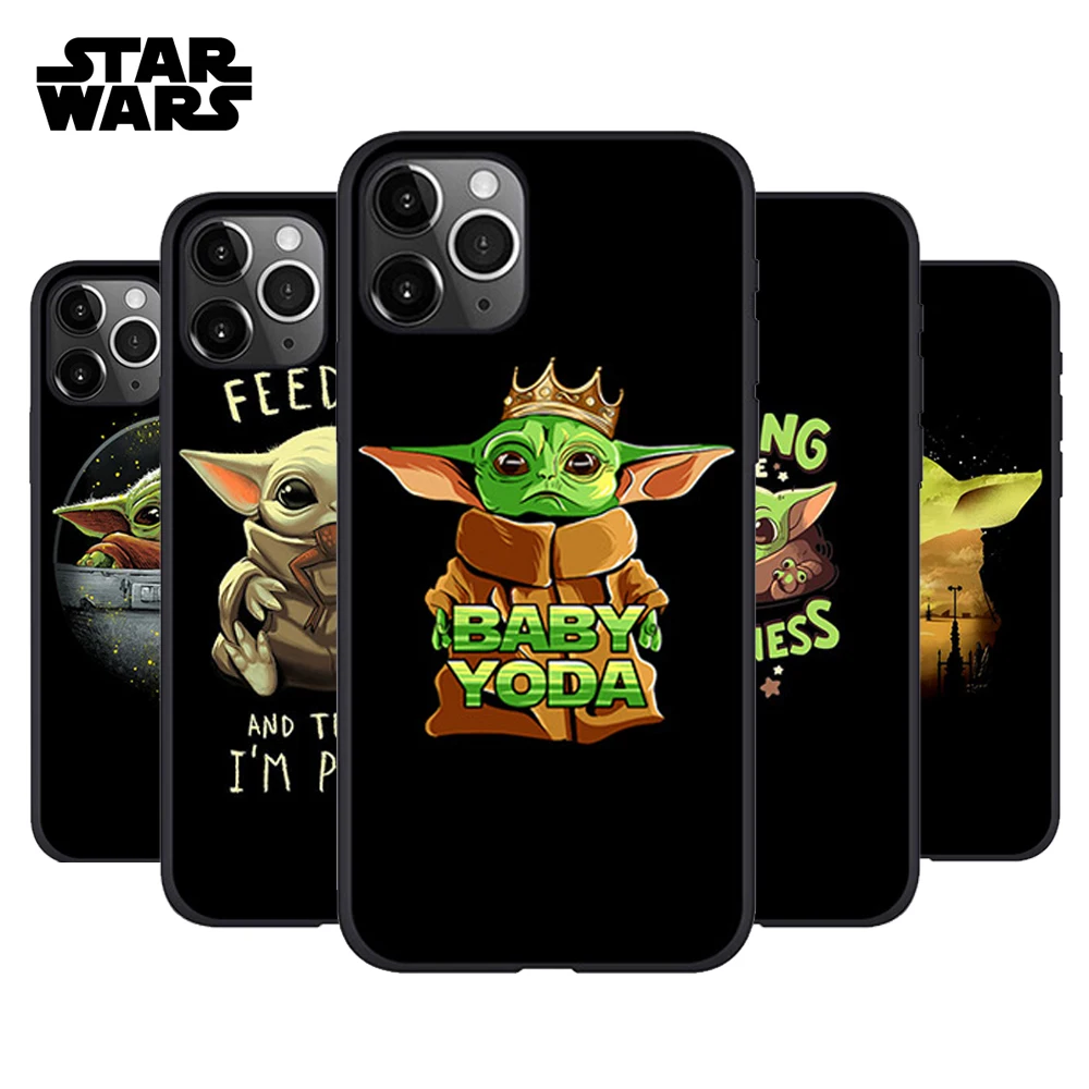 

Star Wars Baby Yoda Phone Case forApple iPhone 12 Pro Max Mini 11 Pro XS Max X XR 7 8 Plus SE2020 Yoda Soft Black Cover