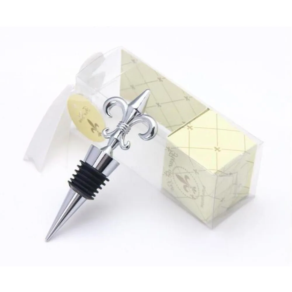 

Chrome Fleur De Lis Wine Bottle Stopper 100PCS/LOT Wedding Favors Guest Gift Dhl Free Shipping Wholesale
