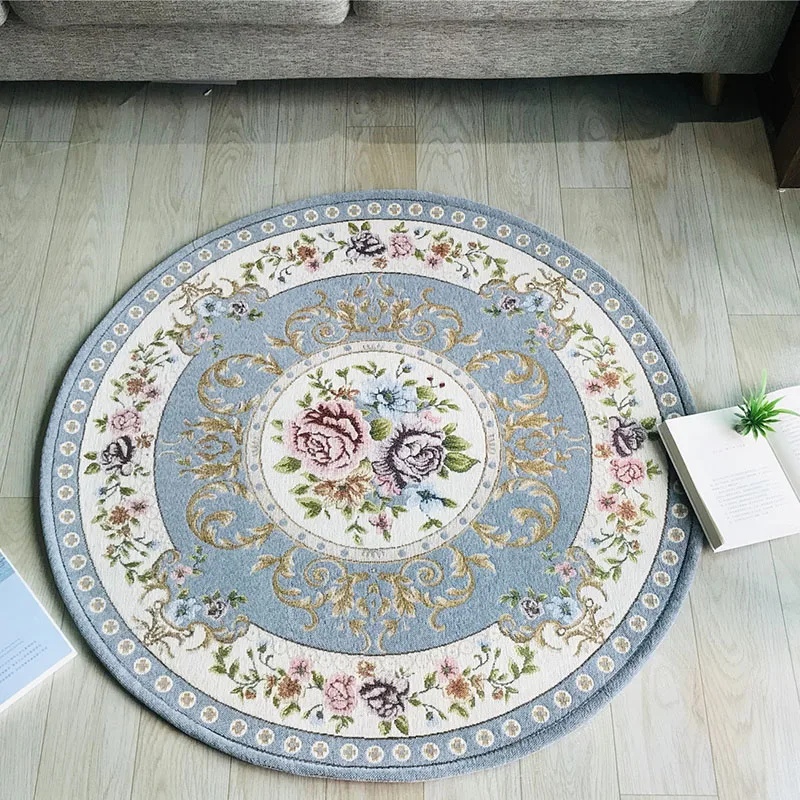 Круглый жаккардовый ковер в европейском стиле 160 см для детской комнаты гостиной