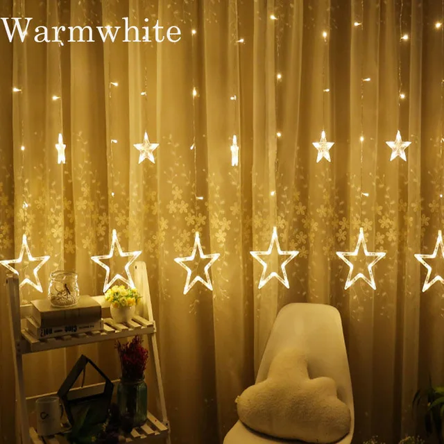 

Christmas Lights Indoor/Outdoor Fairy Lights Moon Star Lamp LED String Decoration for Home Party Holiday Lighting EU220V/US110V