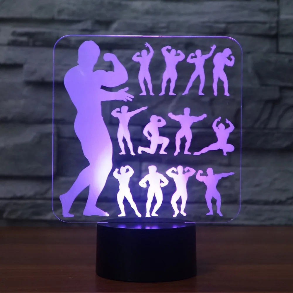 Светодиодный RGB Ночной светильник для бодибилдинга 7 цветов настольный 2221