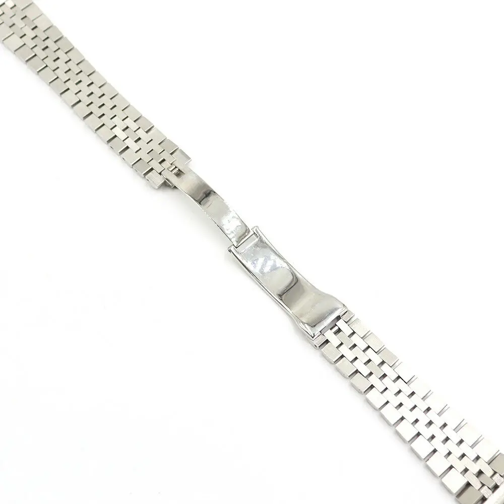 Rolamy 21mm Silver Solid Curved End Screw Links Wrist Watch Band Strap Bracelet Classic Jubilee Hidden Clasp For Rolex Datejust