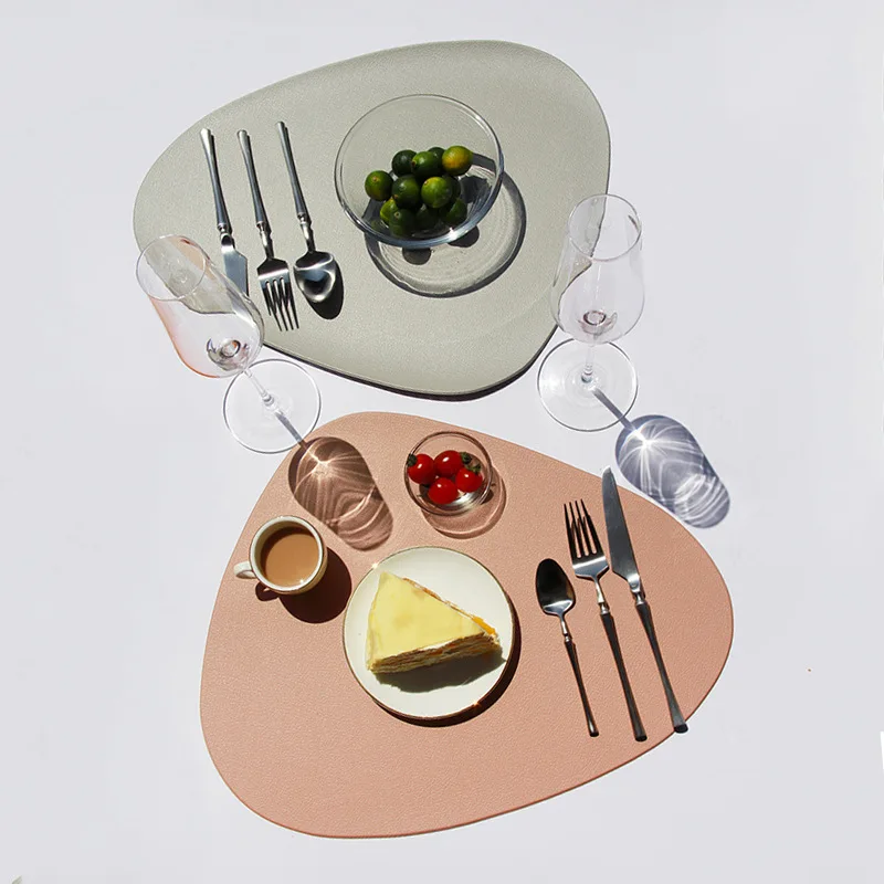 

4/6/8PCS Placemat Tableware Mat Solid Color With Bowl Coaster Heat Insulation Imitate PU Leather Easy To Clean Kitchen Placemat
