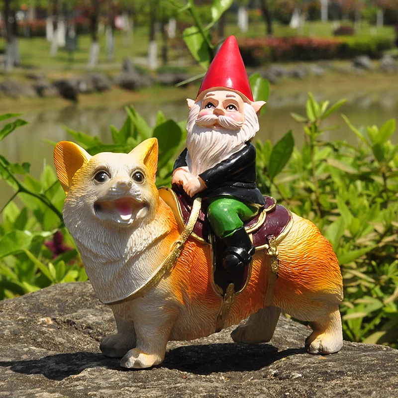 

jardin Dog and Dwarf Resin Sculpture Garden Dwarf Statue Lawn Decorations Resin Crafts Garden Decoration jardineria decoracion