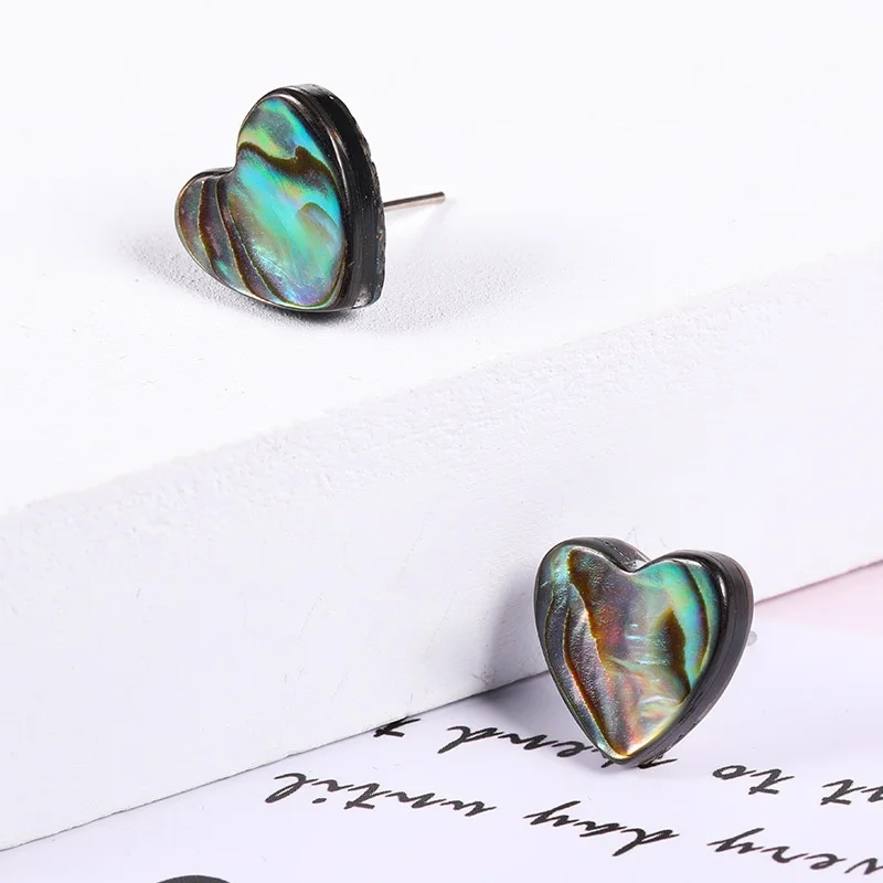 

Vintage Green Abalone Shell Geometry Stud Earrings Square Handmade Boho Style Earrings Tortoise Round Earrings Women Jewelry