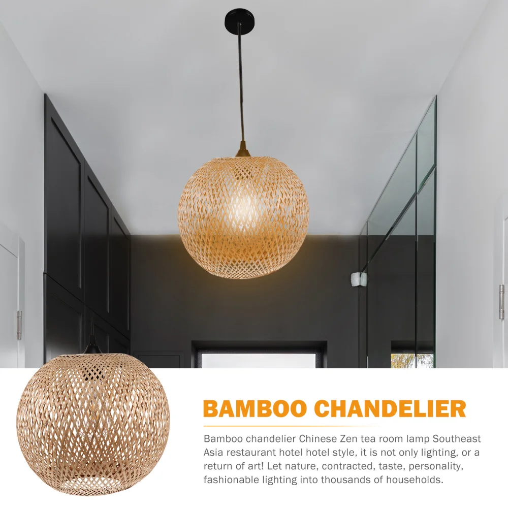 

1 Set Bamboo Weaving Chandelier Weaving Light Ceiling Light (with Light)