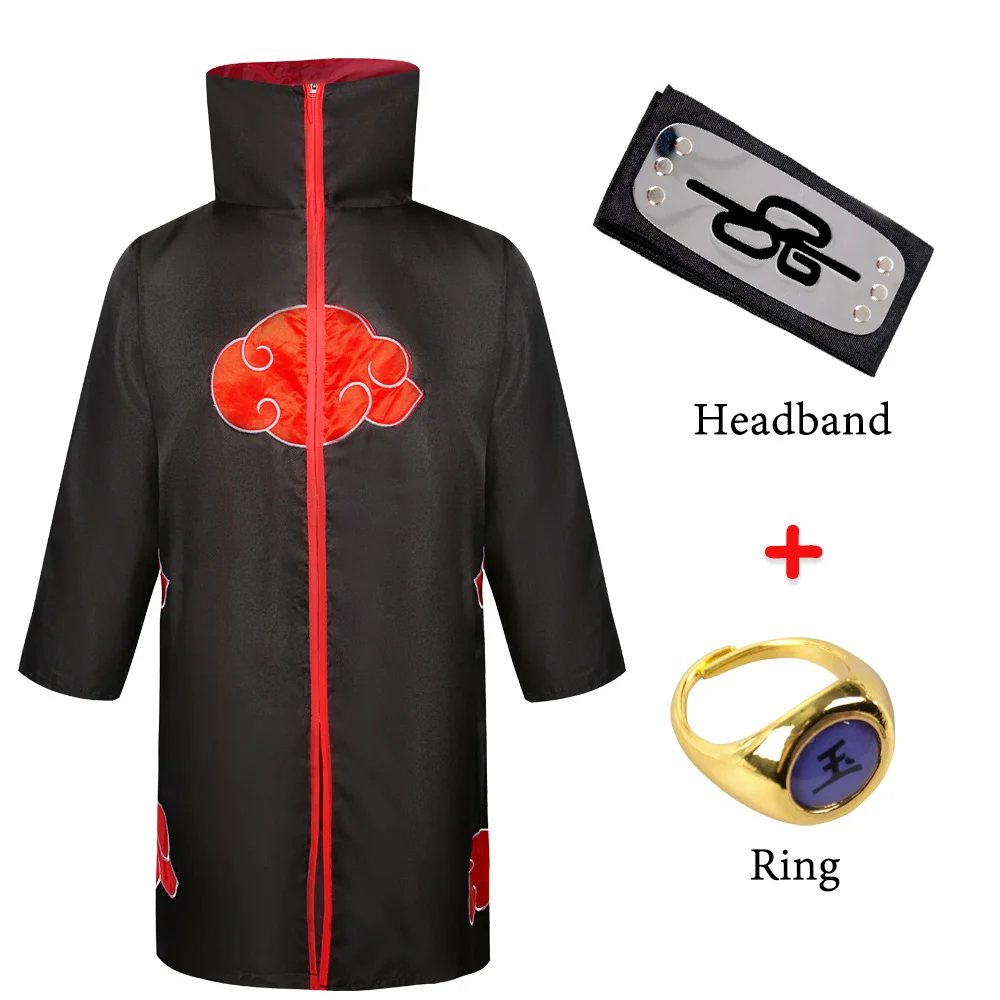 

Накидка Akatsuki для взрослых и детей, аниме пальто для косплея, халат с красным облаком, повязка на голову, кольцо для вечеринки в честь Дня Рожд...
