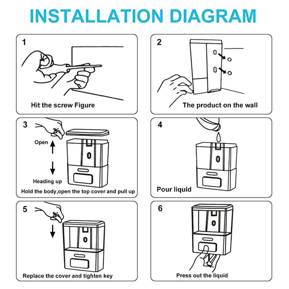 

Manual Soap Dispenser Wall Mounted Shampoo Conditioner Shower Gel Bathroom Kitchen BDF99