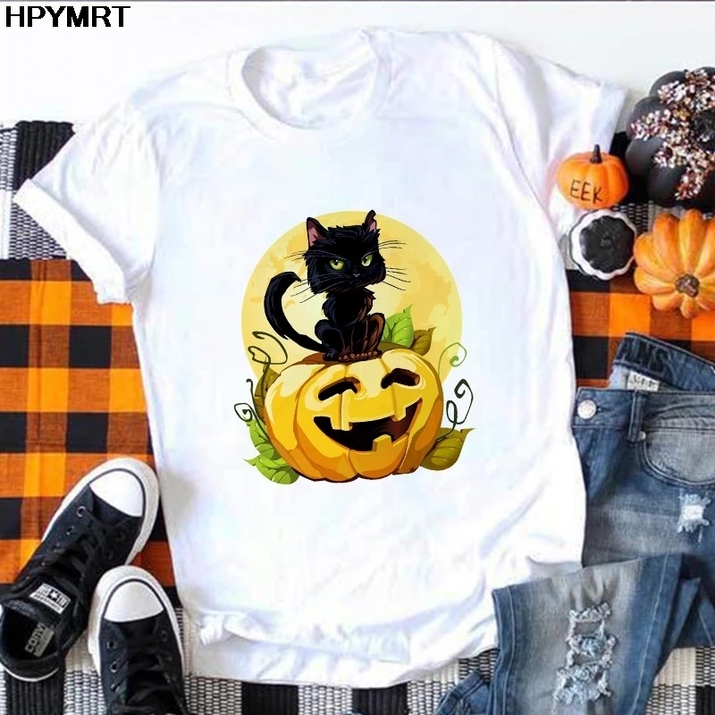 

Halloween Print Harajuku T shirts for Women Summer Hip Hop TShirt Fashion Tee Shirt Femme Top Clothing Streetwear Female T-shirt