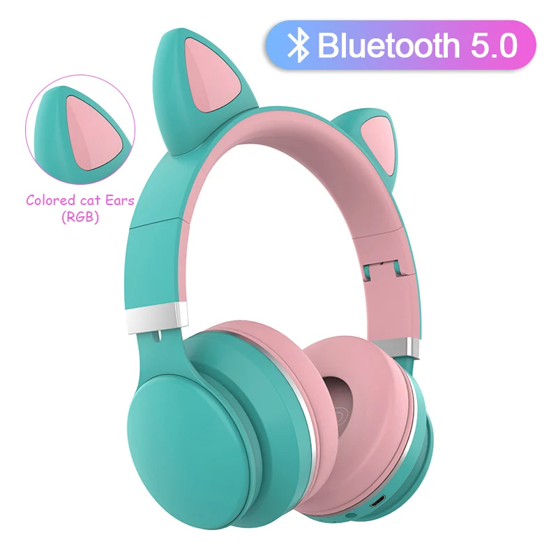 

Wireless Bluetooth headphones Cartoons Cat Ears bass Noise Cancelling Kids Headhand Bluetooth 5.0 headset With Mic Grils Gift