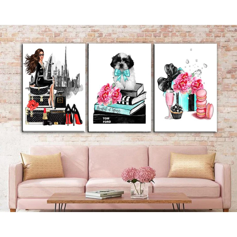 

Алмазная живопись для женщин в виде парфюма, десерта, полноразмерная Алмазная вышивка в современном стиле, украшение для спальни и девушки, ...