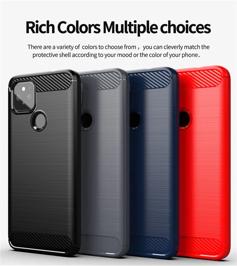 Углеродное волокно для Google Pixel 4a 5G чехол + закаленное стекло Мягкий защитный из