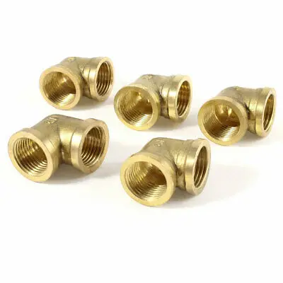 

5 Pcs Brass 90 Degree Elbow 1/2"PT Female Thread Connector Pipe Fitting Coupler