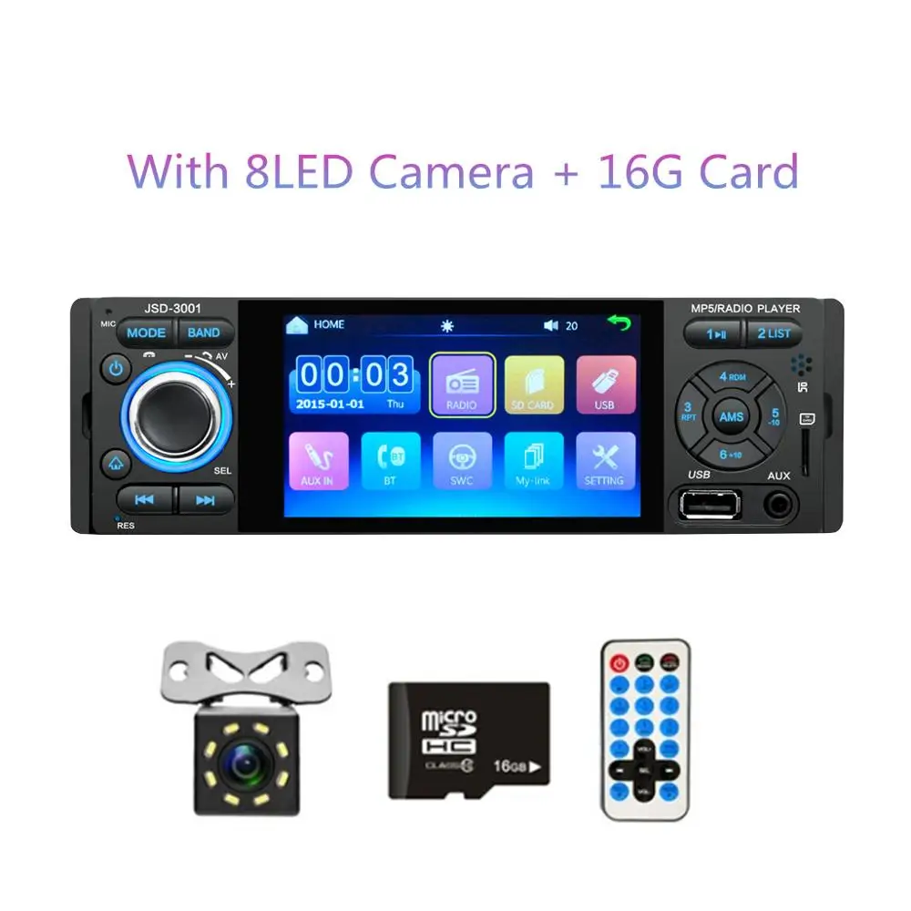 8IR camera 16G Card LTBFM " сенсорный экран автомобиля стерео Bluetooth автомобиля Радио 1 Din Зеркало Ссылка Авторадио аудио MP5 видео плеер USB/MP3/TF JSD3001 радио - Цвет: 8IR camera 16G Card