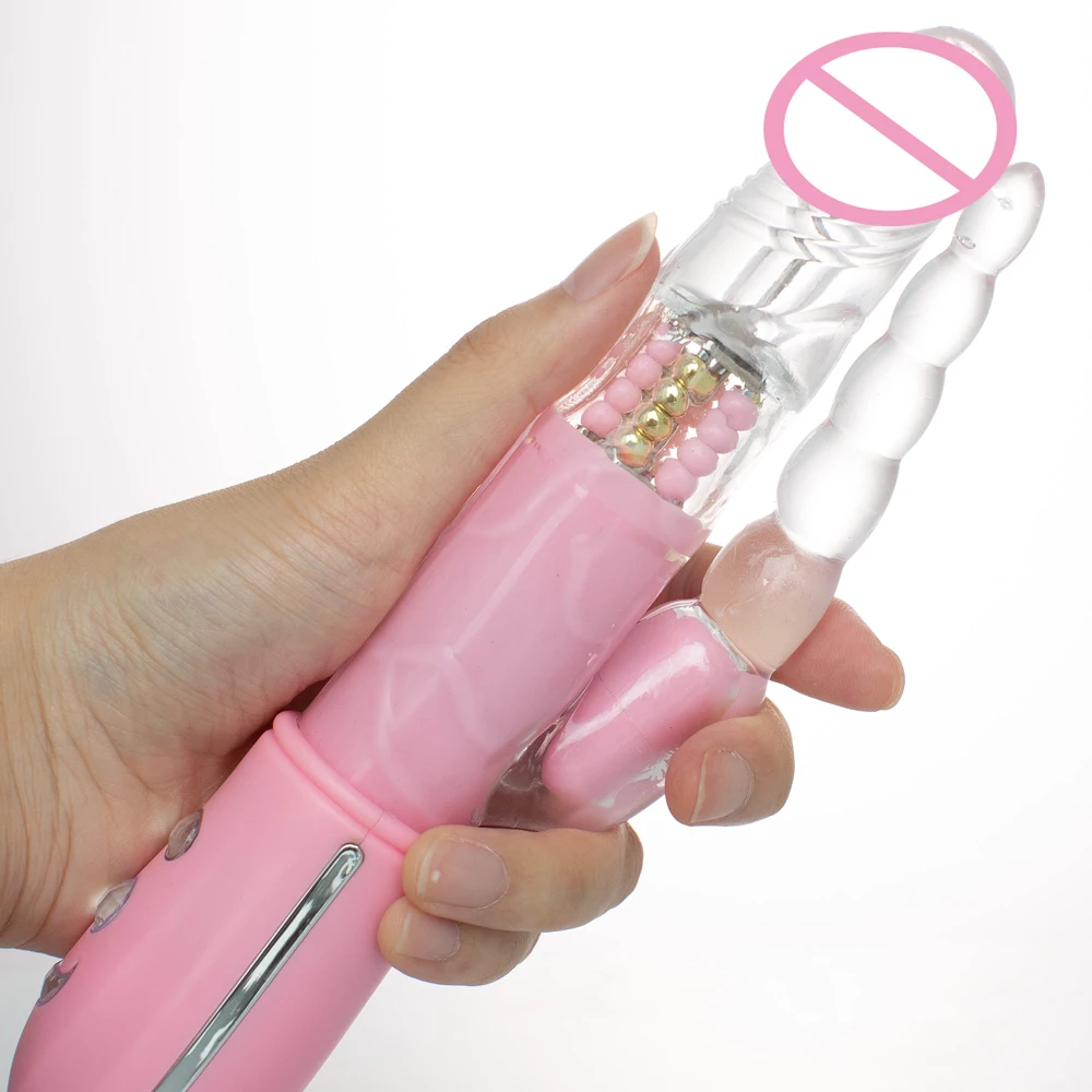 Вагина G Spot Дилдо Вибратор Встроенный 360 ° вращающийся шарик анальная стимуляция