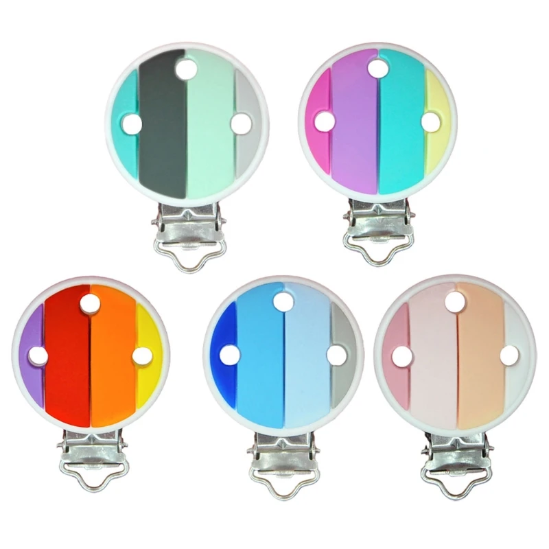 50pcs Rainbow Pacifier Clip Baby Nursing Necklace Safe Toys Accessories DIY Nipple Clasps For Pacifier Chains