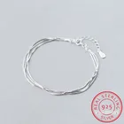 Женские многослойные браслеты из серебра 925 пробы с цепочкой в виде змеи, Модные Изящные ювелирные Браслеты и браслеты