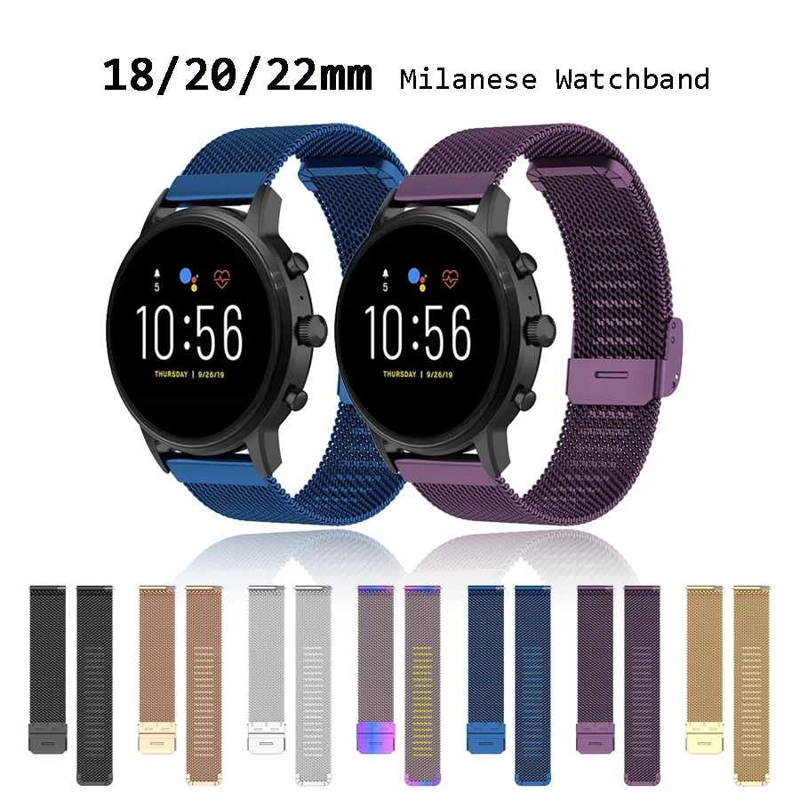 

18 20 22mm Milanese Watchband Strap for Garmin Vivoactive 3 Forerunner 645 245 Garmin Vivoactive 4 4S Venu Smart Watch Wristband