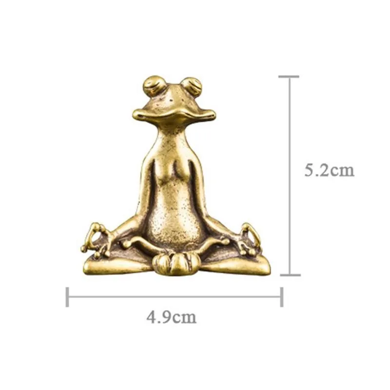 

Retro Brass Frog Statue Ornament Meditate Zen Buddhism Sculpture Burner Decoration Copper Tea Home Desk Animal Incense Pet I3D6