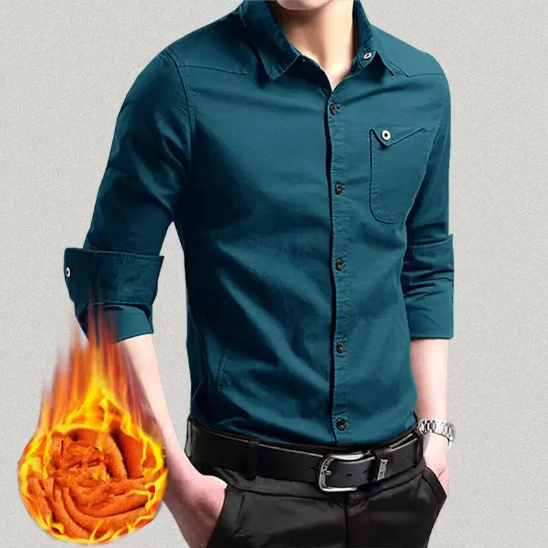 Мужская Новая теплая рубашка осень и зима горячая Распродажа длинный рукав