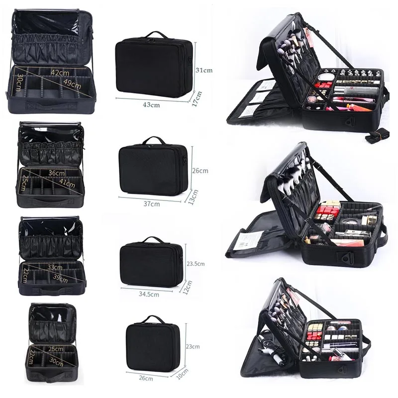 

Large Capacity Cosmetic Bag Waterproof Multilayer Makeup Suitcases Protable Professional Women Cosmetic Sundries Organizer