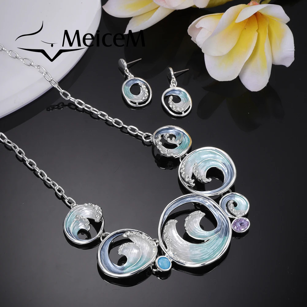 Эмалированное ожерелье из сплава MeiceM 2022 дизайнерский чокер в форме морской волны