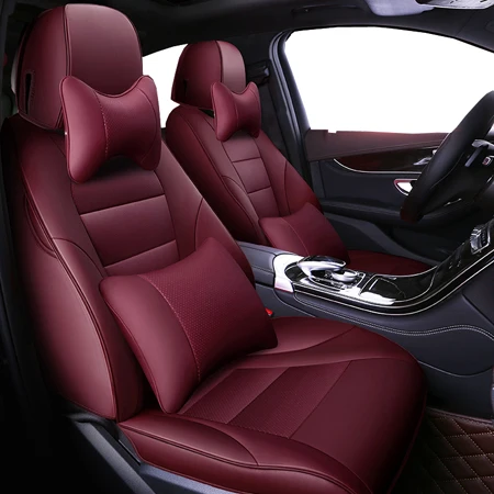 Wine red luxury Пользовательские кожаные чехлы для автомобильных сидений для nissan qashqai j10 almera n16 note x-trail t31 patrol y61 teana j31 чехлы для сидений автомобиля - Название цвета: Wine red luxury