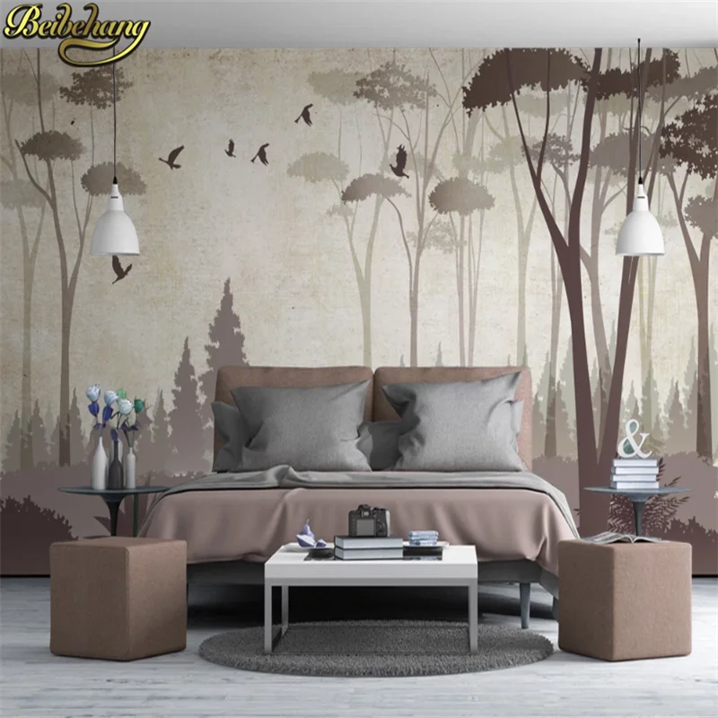

Beibehang пользовательские скандинавские Мультяшные большие настенные бумаги с деревом домашний декор Лось пасторальный фон для телевизора бу...