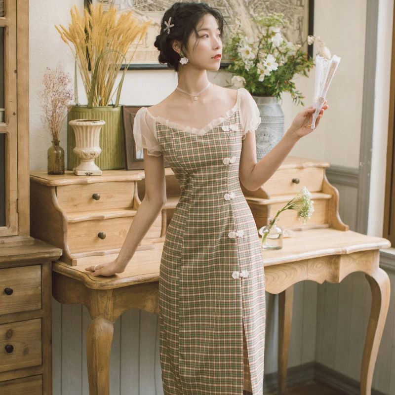 

Новинка 2020, модная женская одежда, винтажное платье с квадратным воротником, женские платья