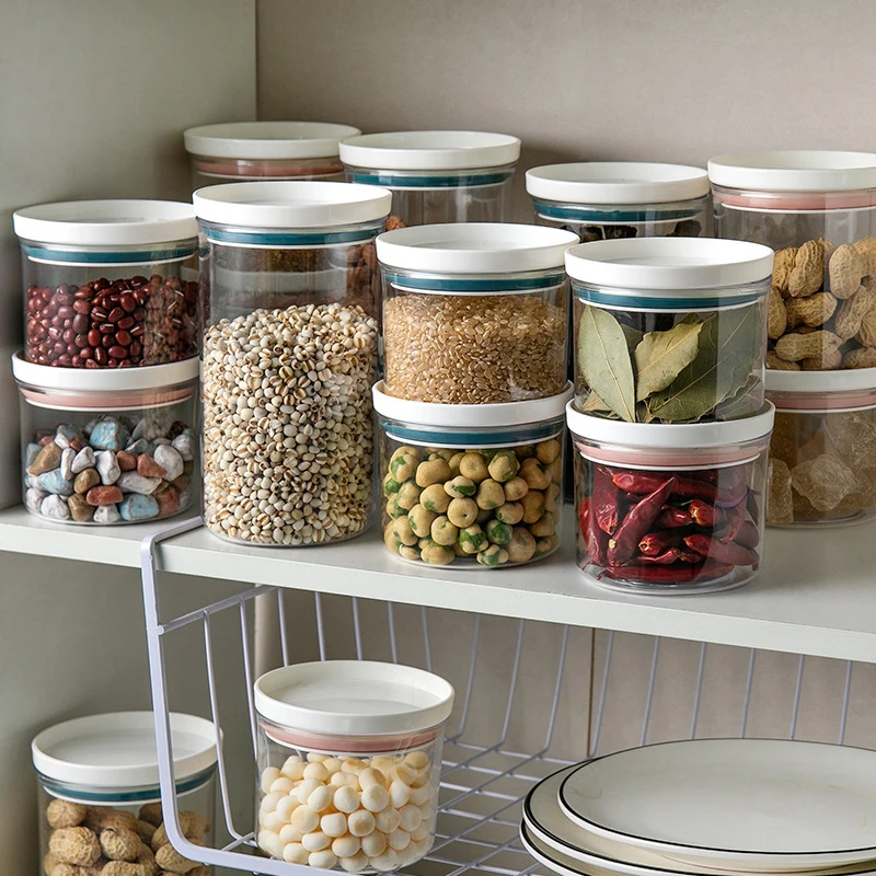 

Container for Cereals Snack Food Storage Containers Clear Jars Sealed Cans with Cover Kitchen Storage Moisture-proof Spice Box