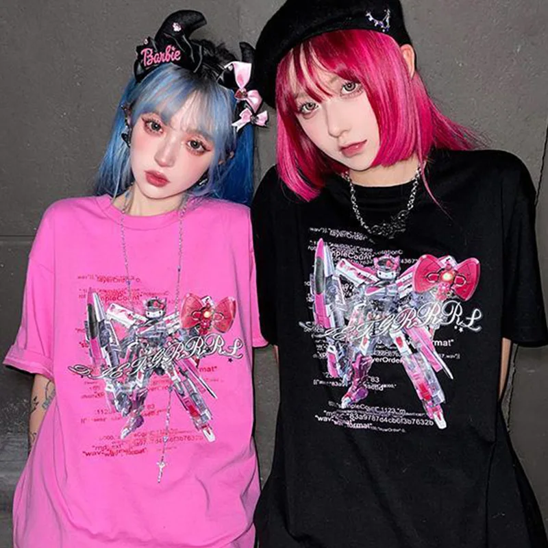 Y2K 2021 летние женские футболки Эстетическая Свободная Женская футболка панк