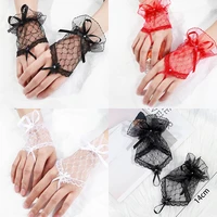 fingerless short net gauze lace hook finger socks for bridal wedding dress gloves