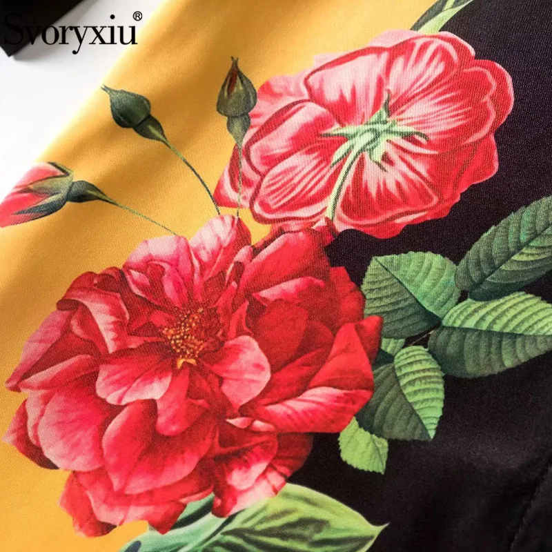 Женское свободное платье Svoryxiu черное винтажное с длинным рукавом и цветочным